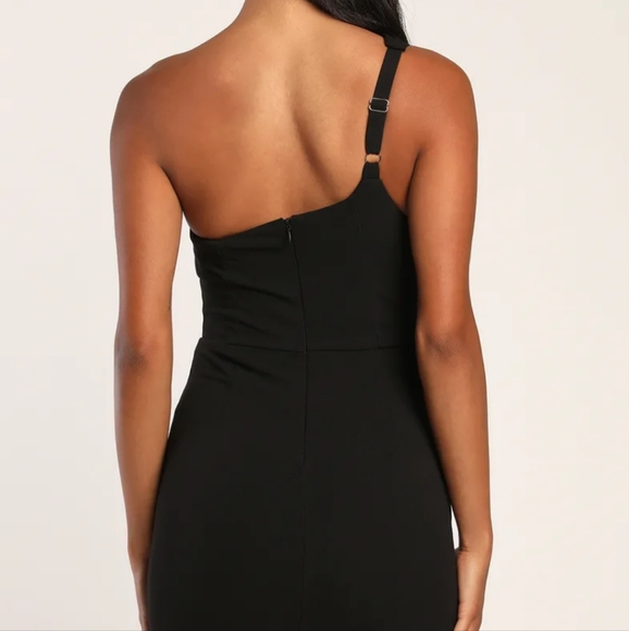 Lulu's Hit 'Em Hard Black One-Shoulder Cutout Bodycon Mini Dress - Picture 2 of 12